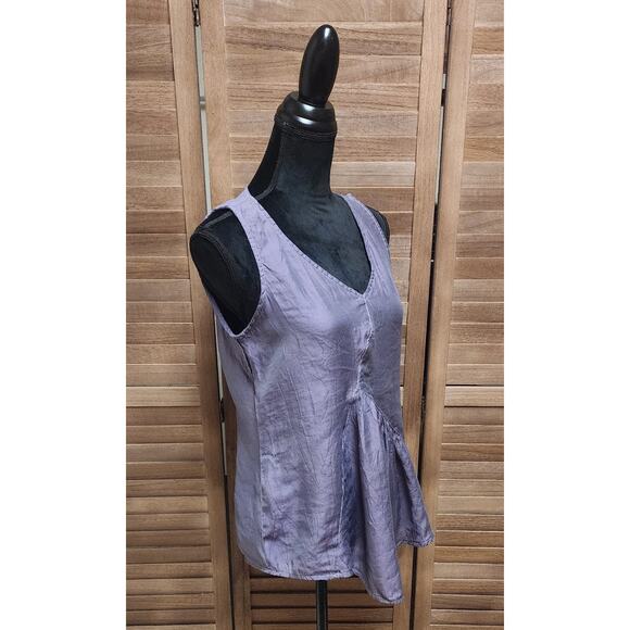 Cut Loose Size Small Purple Top Sleeveless Assimetrical Front Hem V-Neck Blouse - Picture 2 of 7